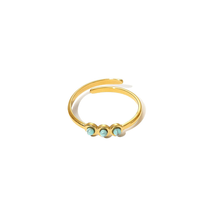 Wholesale Stainless Steel Gold Turquoise Adjustable Rings