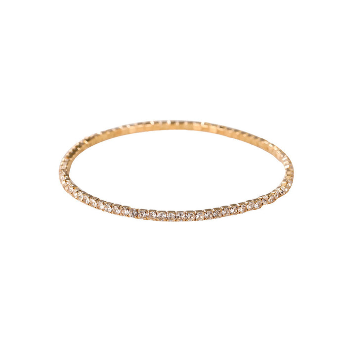 Wholesale Single row thin bracelet rhinestone tennis chain gold plated bracelet