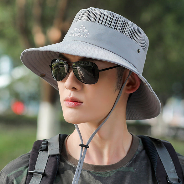 Wholesale portable fisherman hat men's outdoor fishing cap mesh breathable