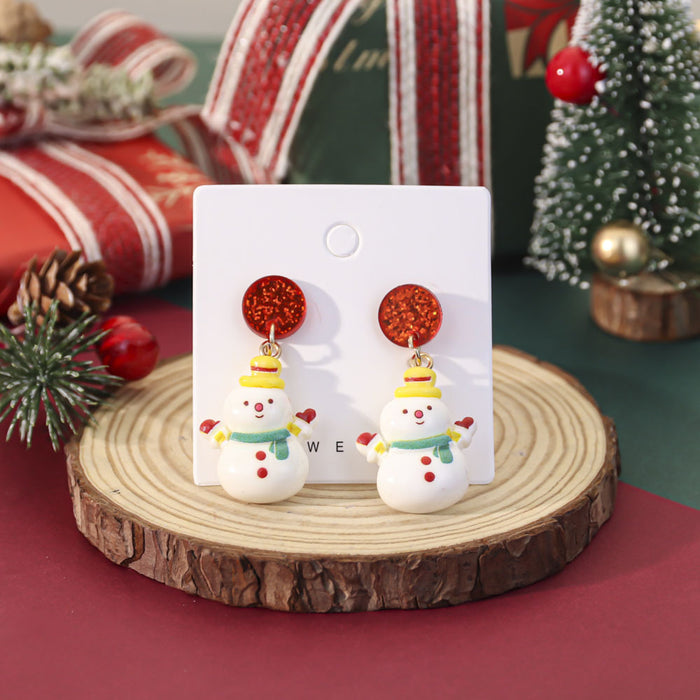 Wholesale Cute cartoon bubble shape Christmas earrings niche holiday party atmosphere earrings