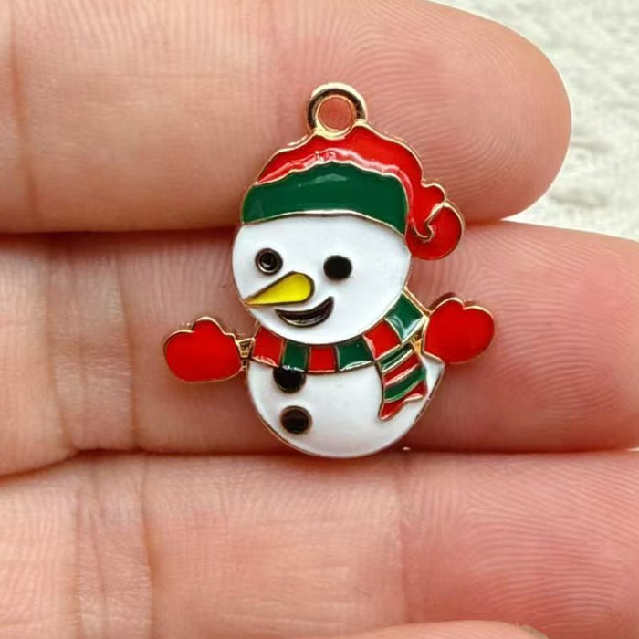 Wholesale 10pcs New oil-drip Christmas-themed alloy accessories  cartoon snowman  reindeer,   DIY pendant accessories