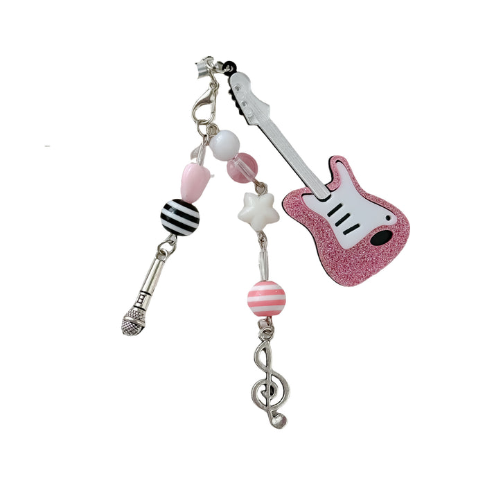 Wholesale Pink Guitar Mobile Phone Pendant Hanging Card Book Bag Hanging Keychain