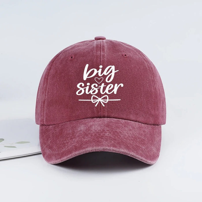 Wholesale Vintage Washed Baseball Cap With Big Sister Letter Print Trendy Adjustable Summer Sun Hat