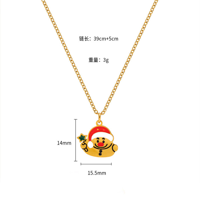 Wholesale Christmas Cartoon Oil Dripping Creative Design Necklace
