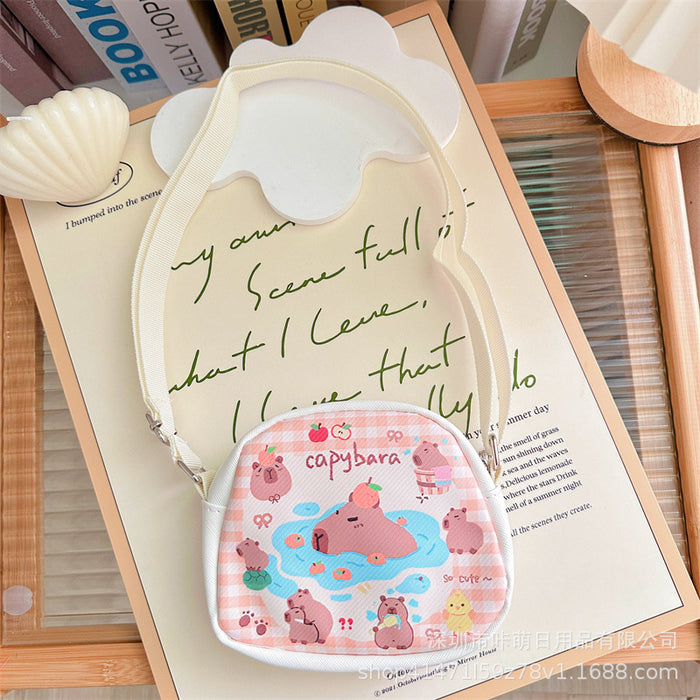 Wholesale Cloth Crossbody Bag Semicircle Shoulder Bag Children' s Small Backpack Shoulder Bag  Capybara Crossbody Bag