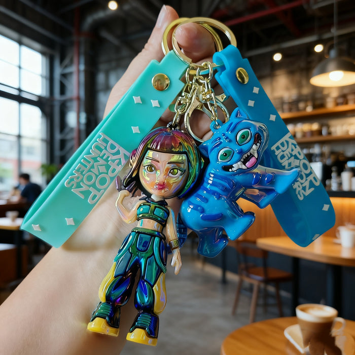 Wholesale KPOP Cute Cartoon Electroplated Silicone Keychain