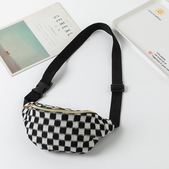 Wholesale Plaid Adjustable Storage Waist Bag,  Unisex Sports and Fitness Bag