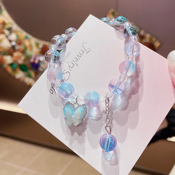 Wholesale Glass Butterfly Bracelet Trendy Handmade Fashion Accessory MOQ≥3