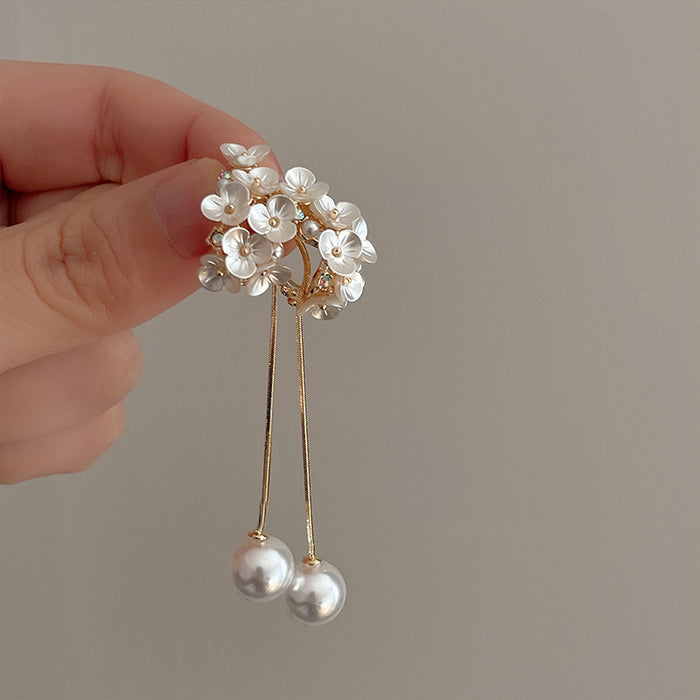 Wholesale Flower Tassel Zircon Earrings Copper Fashion Accessory MOQ≥2