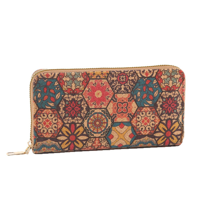 Wholesale PU Leather Long Wallet with Geometric Pattern Zip Around Closure MOQ≥3