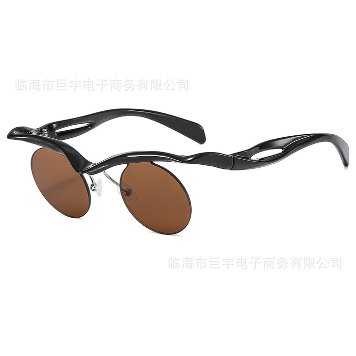 Wholesale Fashionable circular frameless sunglasses designer with a high-end feel, sunshade sunglasses for street photography trend