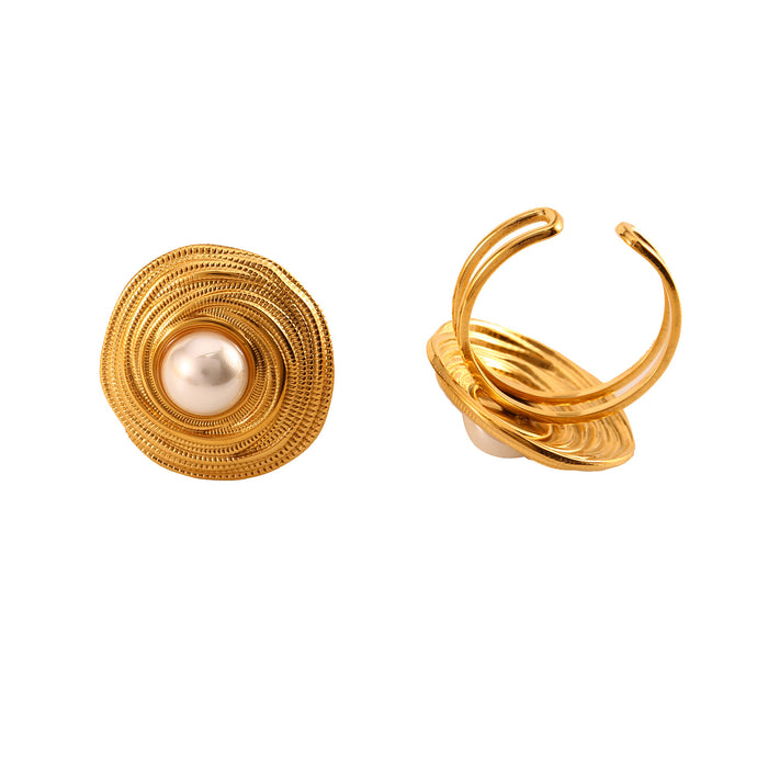 Wholesale Fashionable temperament, stainless steel circle pearl earrings, high-end thread earrings with open ring wholesale