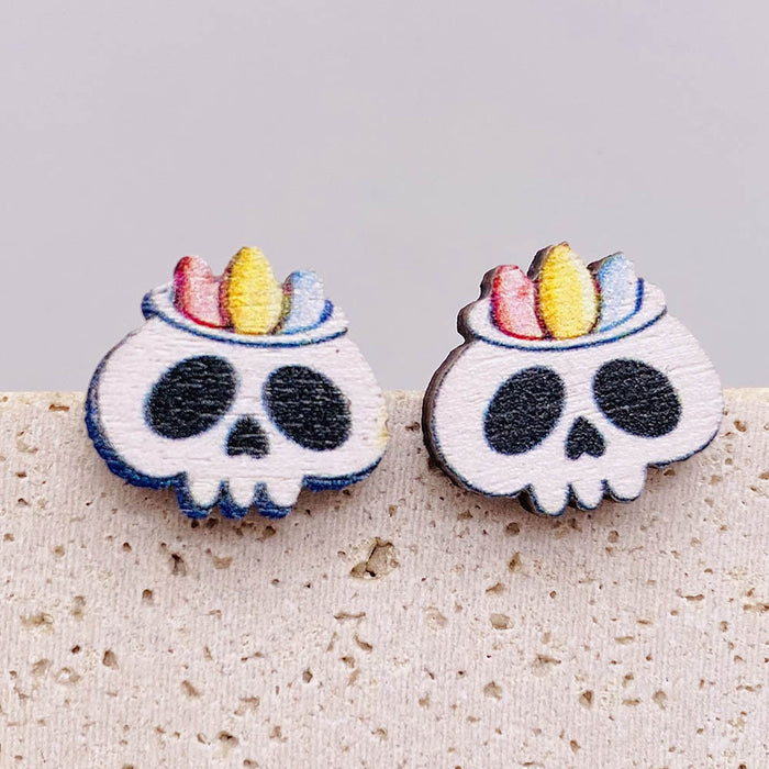 Wholesale  Earrings Horror Pumpkin Ghost Bat Wooden Earrings