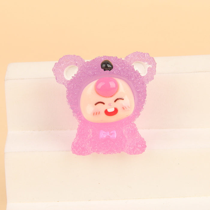 Wholesale Gradient doll resin glow-in-the-dark cute particle keychain