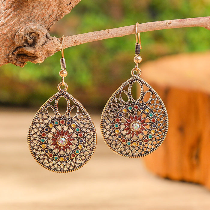 Wholesale Alloy Hollow Drop Earring & Necklace Set Electroplated Trendy Jewelry Accessory