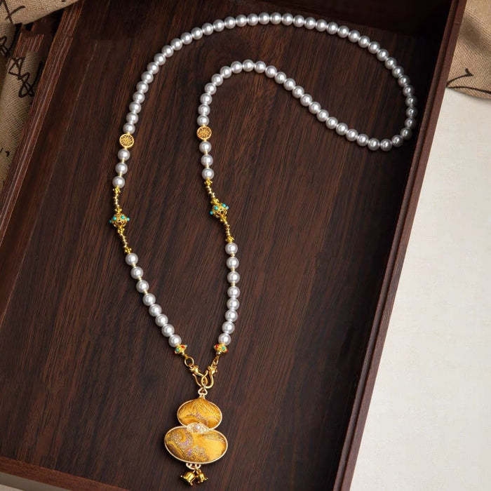 Wholesale Pink Gourd beaded Necklace long necklace Accessory for Women
