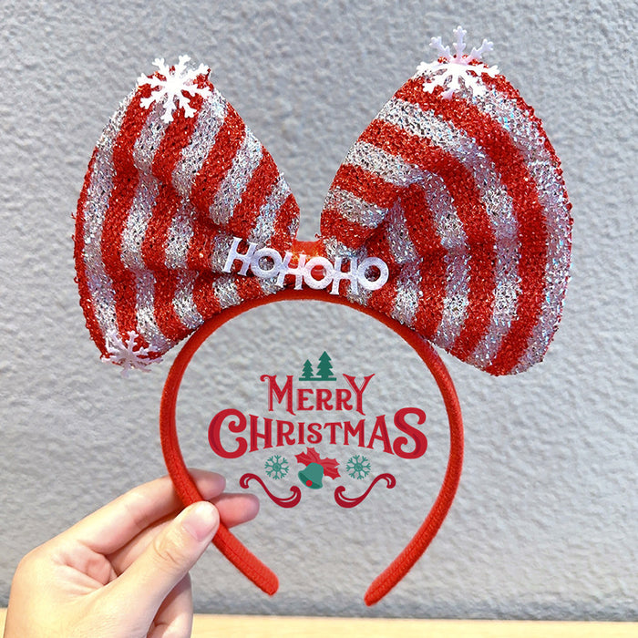 Wholesale Christmas Headband Christmas Antlers Hair Stamp Headwear Holiday Decorative Gift Big Bow Headband Hair Accessories Headwear