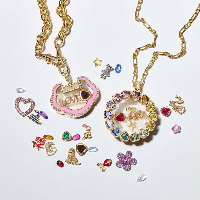 Wholesale DIY Heart-shaped zircon glass box pendant choker necklace