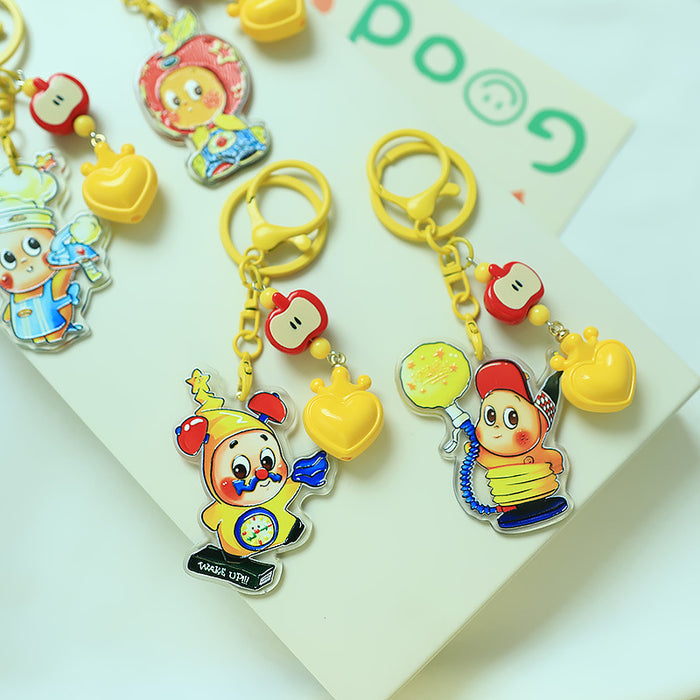 Wholesale Cute Red Apple Star Acrylic Relief Keychain Pendant Ins Cartoon Heart Backpack Hanging Jewelry