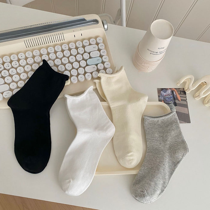 Wholesale Socks, mid tube socks, pure cotton, simple sports, rolled edge short tube socks