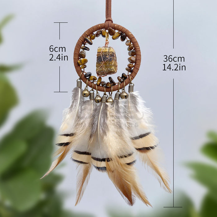 Wholesale Natural Stone Bell Car Hanging Ornament Black Feather Hoop Simple Style MOQ≥2