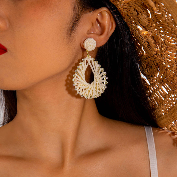 Wholesale Weaving flower earrings for vacation style earrings