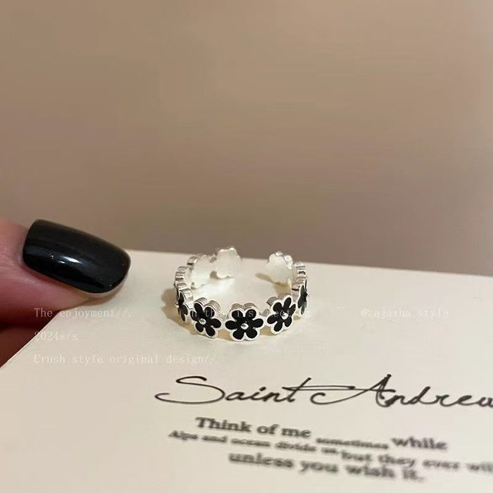 Wholesale Flower opening ring, female sweet retro temperament, index finger ring, high-end and versatile, niche ring