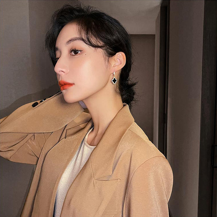 Wholesale Silver Needle Small Fragrant Wind Four Leaf Clover Earrings, Light Luxury, Niche Earrings, Internet Celebrity, High End Earrings for Women