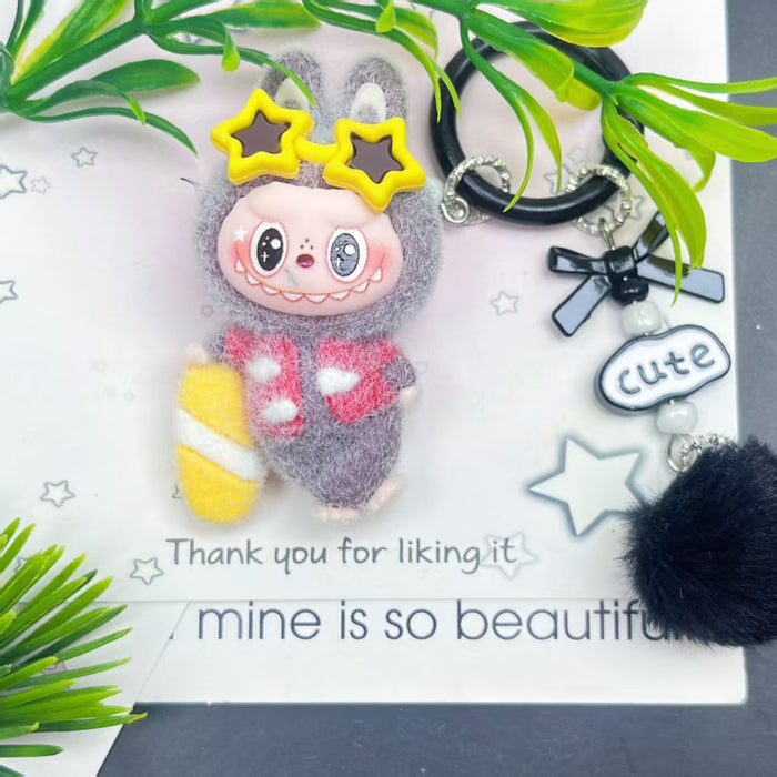 Wholesale flocked cute doll keychain pendant