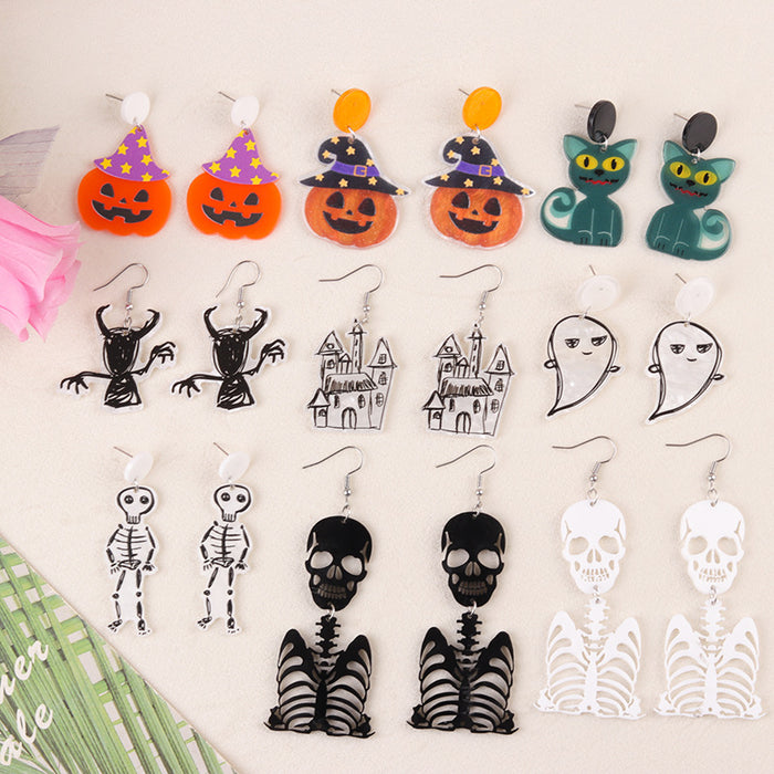 Wholesale  Earrings Pumpkin Ghost Diablo Skull Rack Acrylic Earrings Exaggerated Earrings Ear Accessories for Women