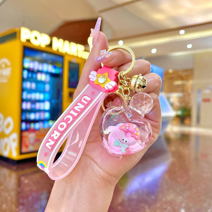 Wholesale Acrylic Pink Donut Quicksand Bottle Cartoon Keychain JDC-KC-JinM002