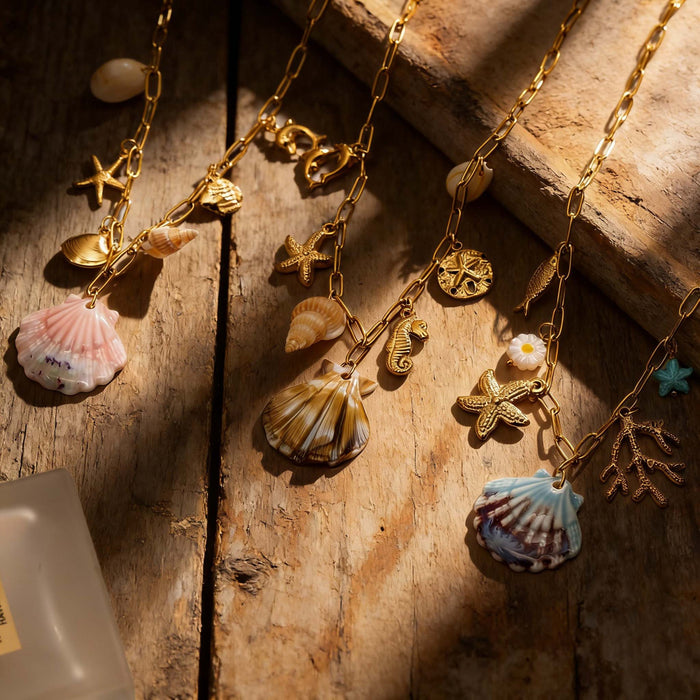 Wholesale Seashell and Starfish Clavicle Choker Necklace