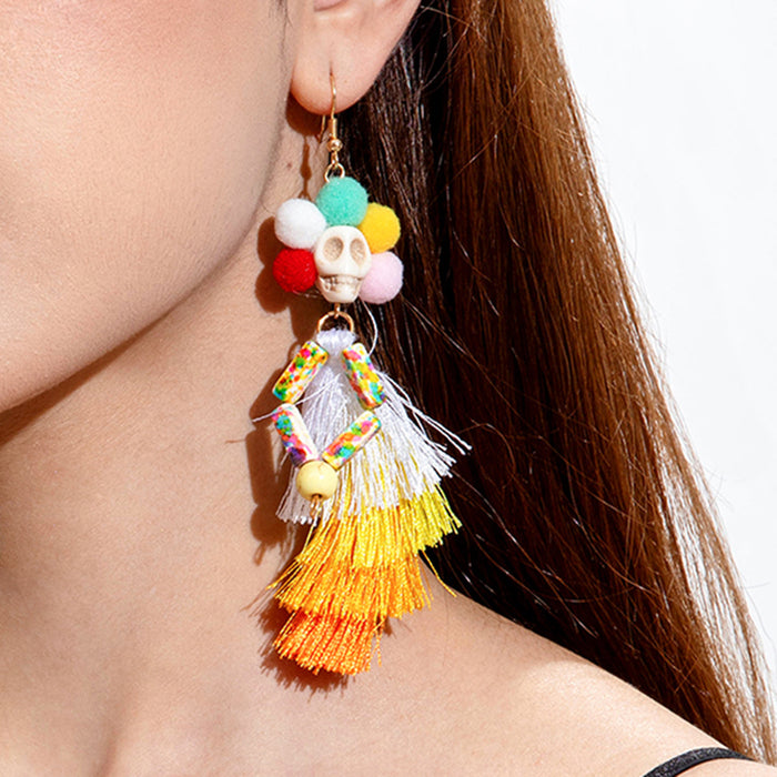 Wholesale Resin Skull Earrings Punk Hip Hop Handmade Jewelry Accessory MOQ≥2