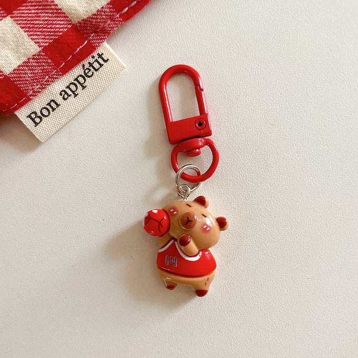 Wholesale Cute keychain pendant cartoon capybara backpack hanging accessory with accessories
