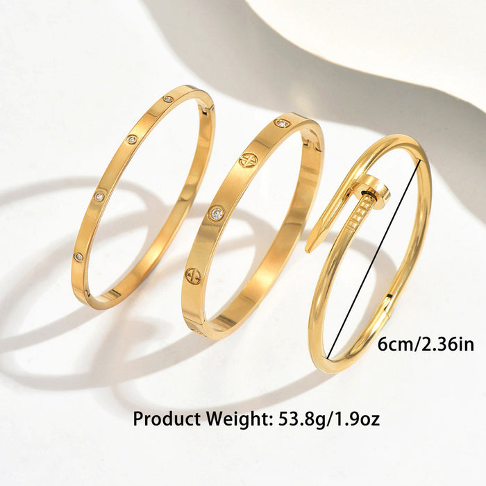 Wholesale Women S Four Leaf Clover Stainless Steel Bracelet Simple Fashion Commute 18K Gold Plated Jewelry Accessory