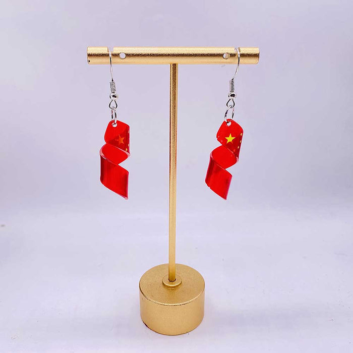 Wholesale Acrylic national flag pattern star element spiral shape necklace and earrings