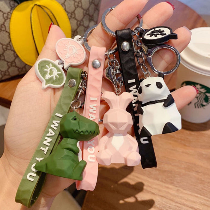 Wholesale Soft Plastic Geometric Animal Cartoon Doll Keychain JDC-KC-SengH007