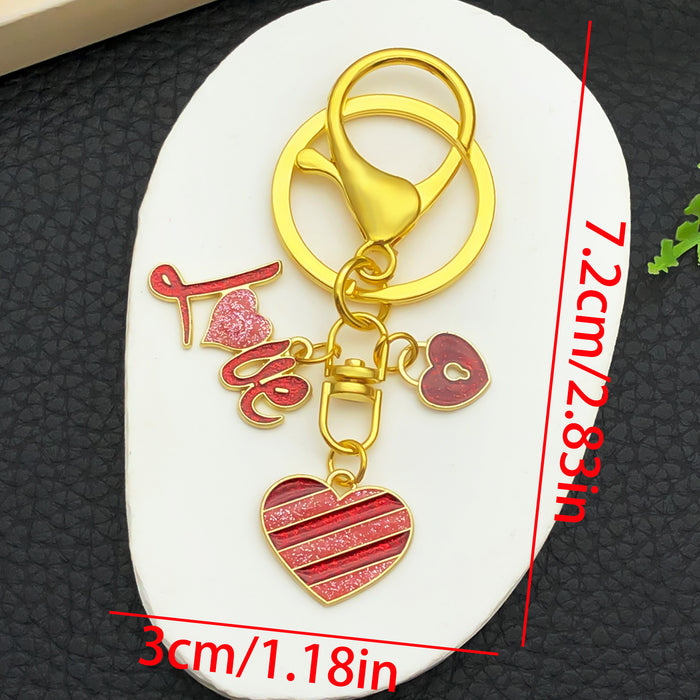 Wholesale Valentine' s Day Oil-Drip Alloy LOVE Heart Candy Rose Metal Keychain