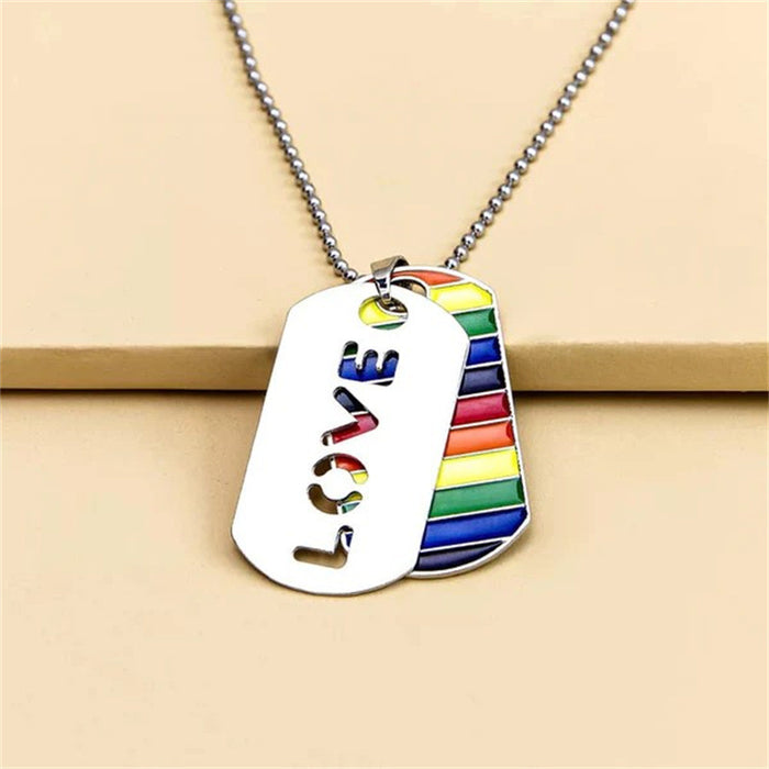 Wholesale jewelry Rainbow Necklace Double Layer Color Stainless Steel