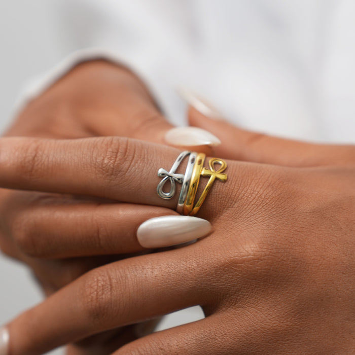 Wholesale Stainless Steel Key of Life Open Ring Simple Hand Jewelry Women