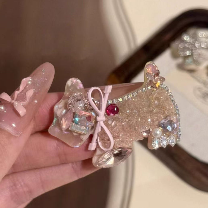 Wholesale Full Diamond Bow Hair Clipsfor Women