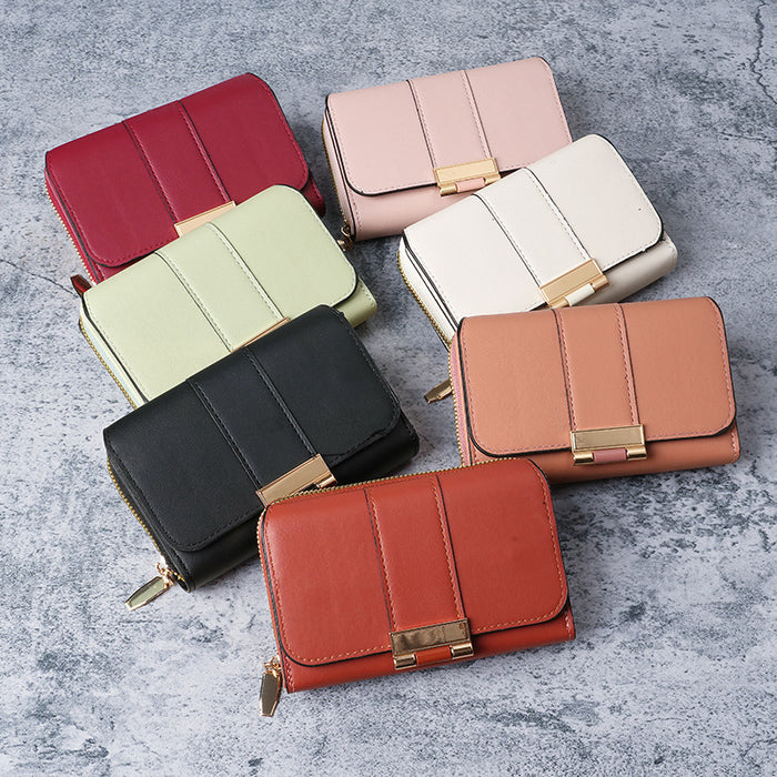 Wholesale Women' s Black PU Leather Tri-fold Wallet with Car ing and Multiple Card Slots - Everyday Fashion Accessory