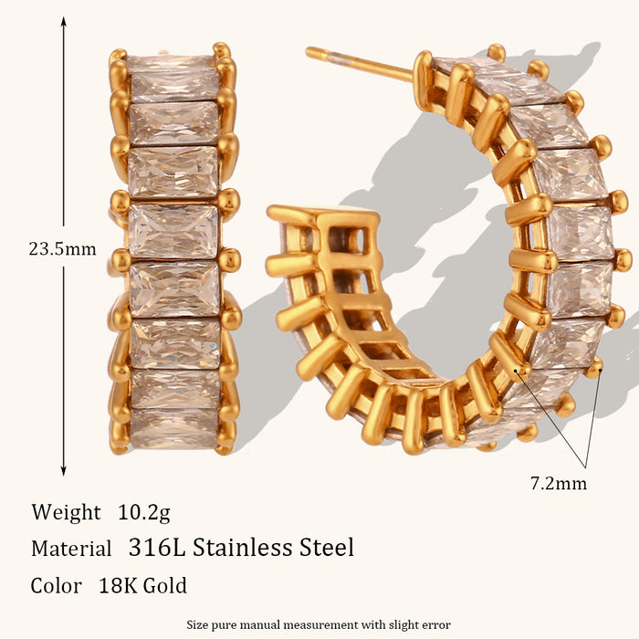 Wholesale Irregular C-shaped Earrings Stainless Steel Gold-plated Earrings JDC-ES-MengJ003