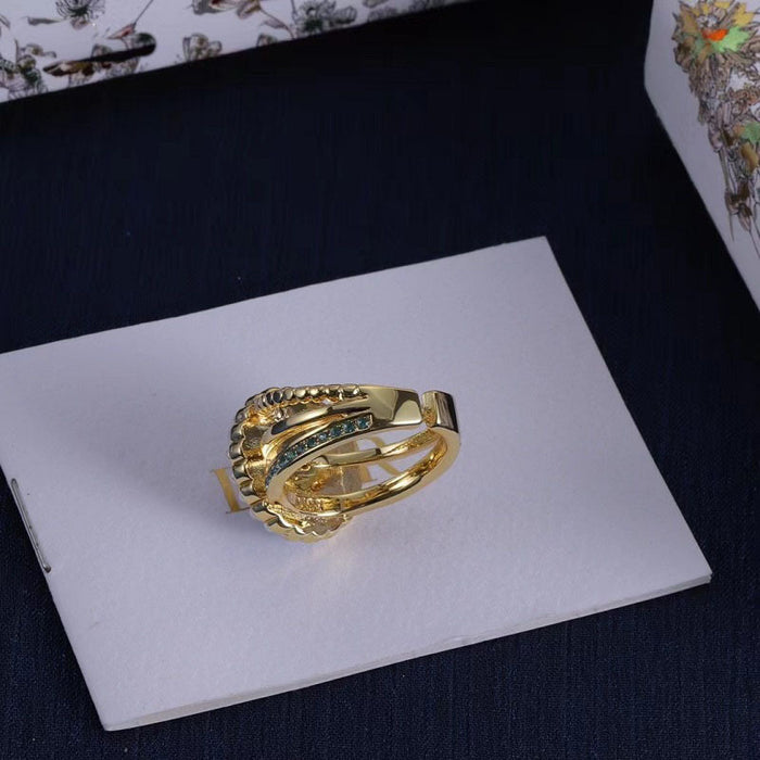 Wholesale Alphabet Pearl Adjustable Ring Brass Material Rhinestone Ring