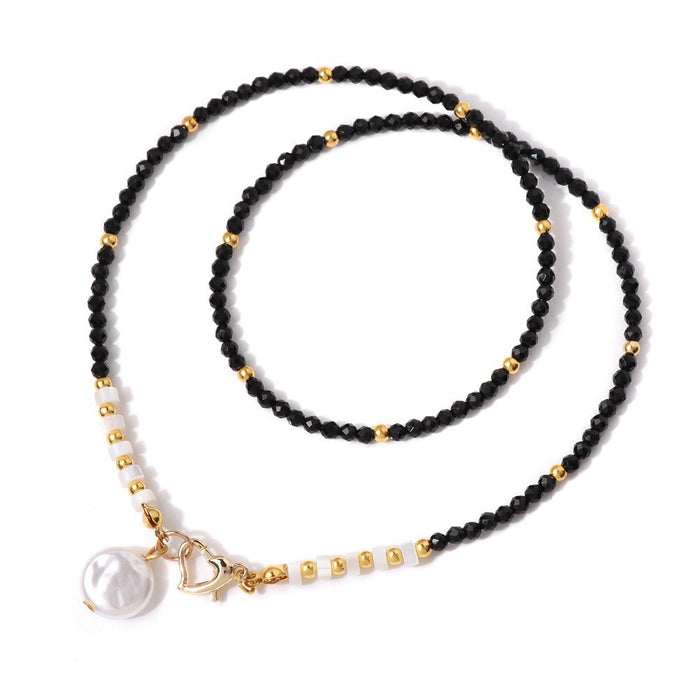 Wholesale 3m man made crystal bead necklace with pearl pendant