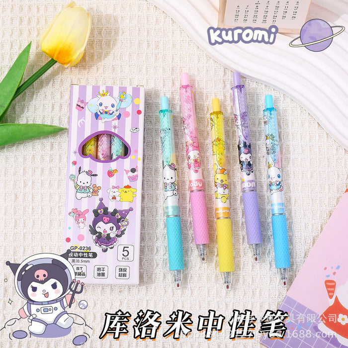 Wholesale 5pcs Press Gel Pen Quick Dry Brush Pen Cute Carbon Black Pen