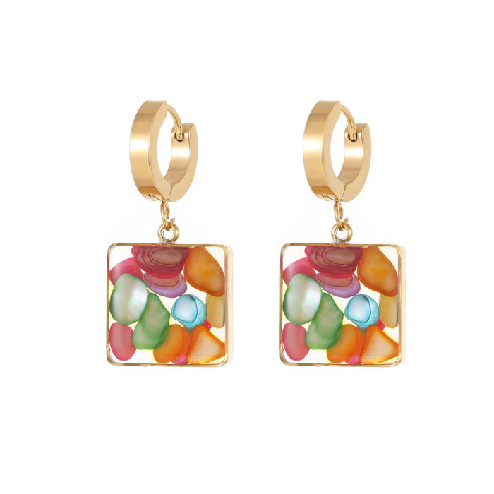 Wholesale 3pcs Turquoise Geometric Stainless Steel Earrings