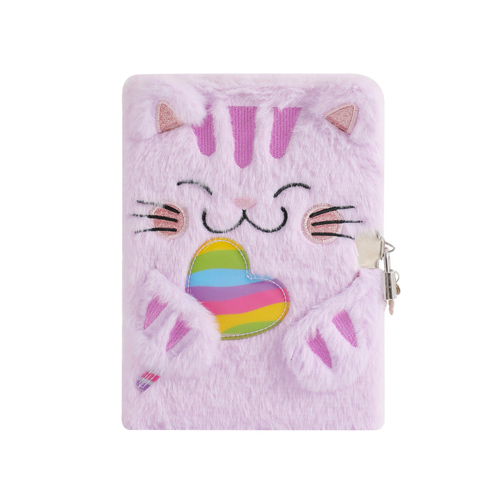 Wholesale Cartoon Cat Plush Notebook Cute Children' s Book Writer Ledger Book Student Locks Diary
