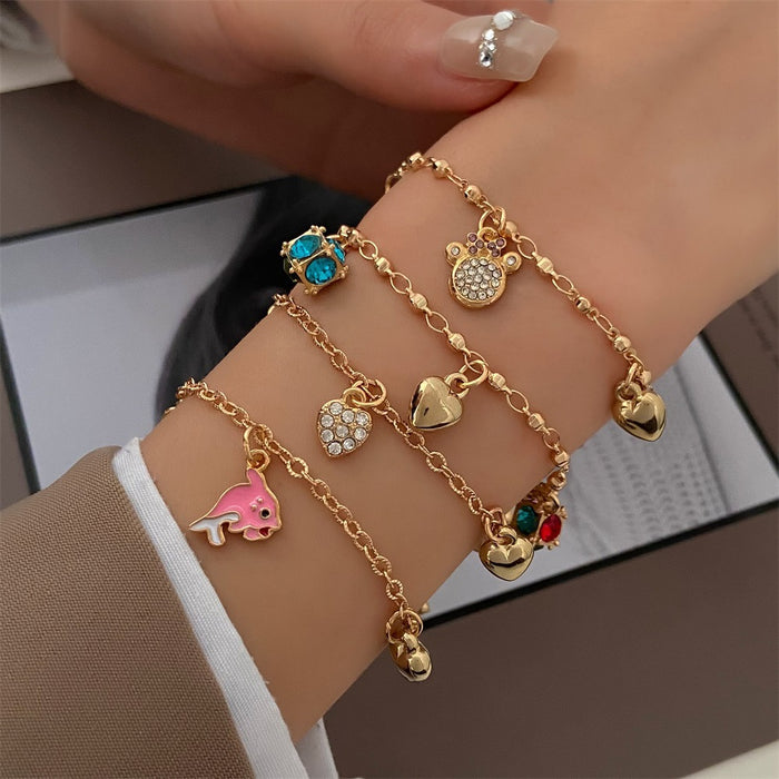 Wholesale Colored Cubic Zircon Large Cubes Alloy Bracelet JDC-BT-MiaoYa002