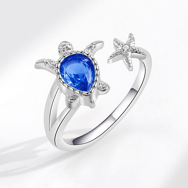 Wholesale Ocean Cute Animal Turtle Starfish Adjustable Ring Jewelry